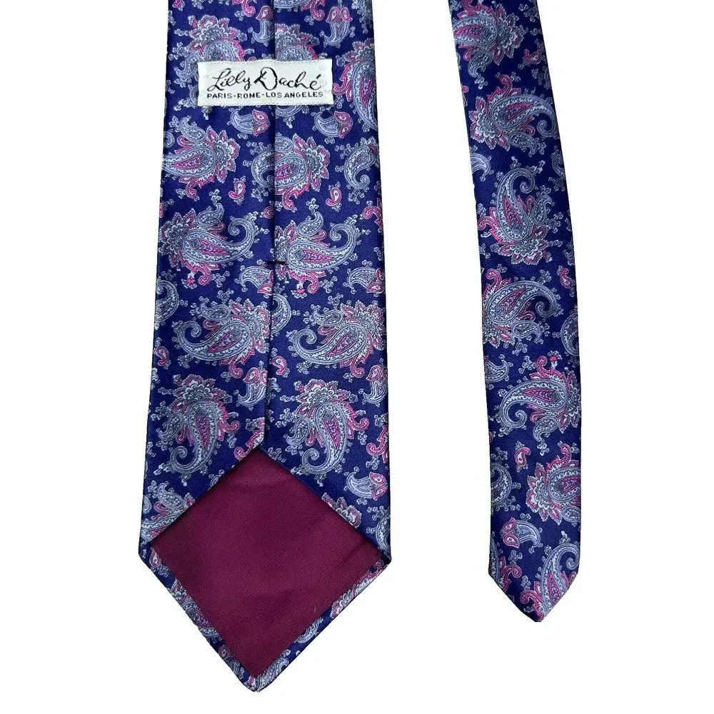 Lilly Dache Blue Paisley Silk Blend Woven Classic Pointed‎ Tie Men's One Size